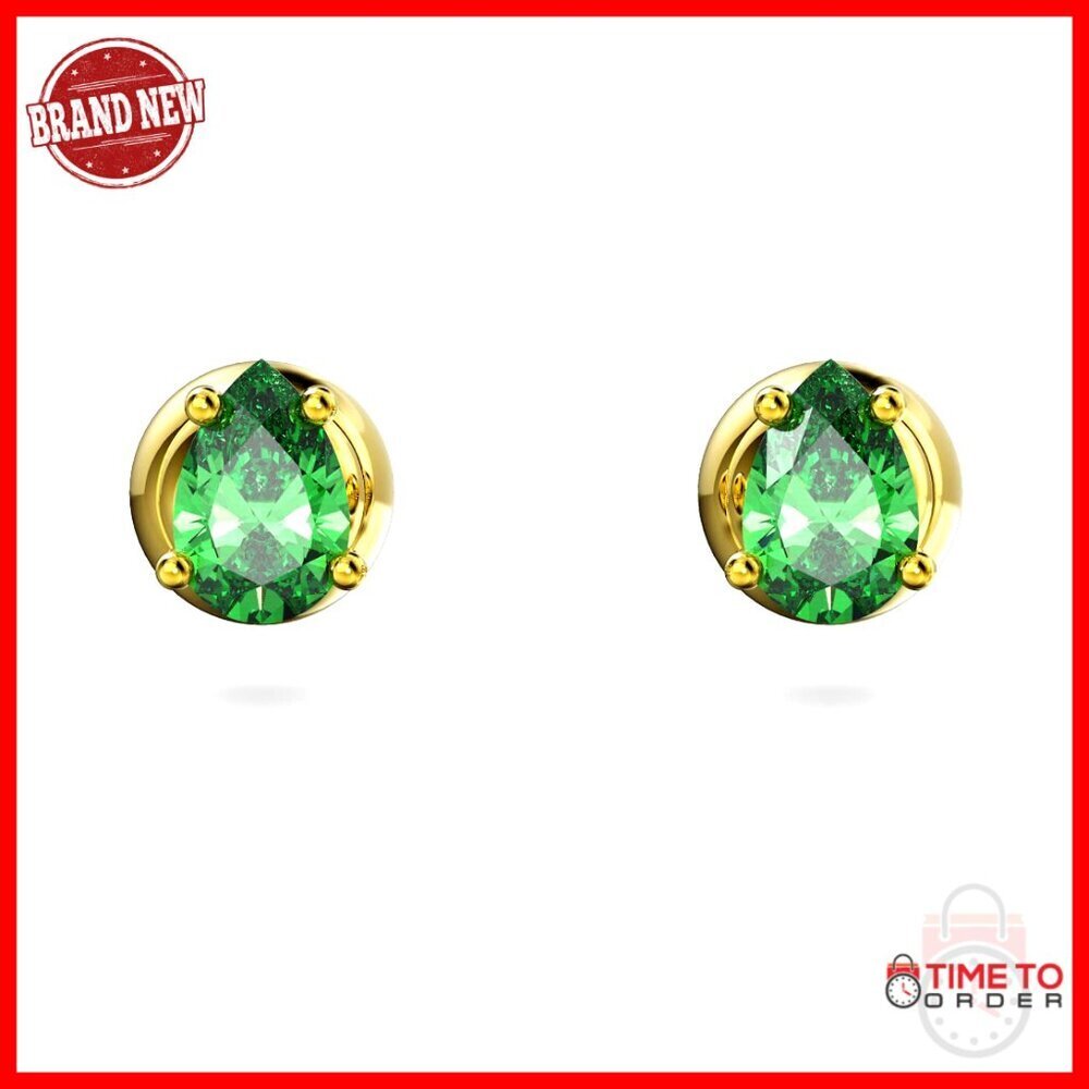 Gold Tone Crystal Stud Earrings with Latch Back Closure
